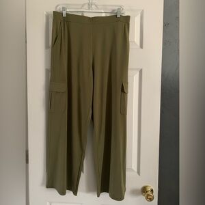QVC Lisa Rinna Collection Womens Med Petite Pants Green Jogger Lounge Pull On